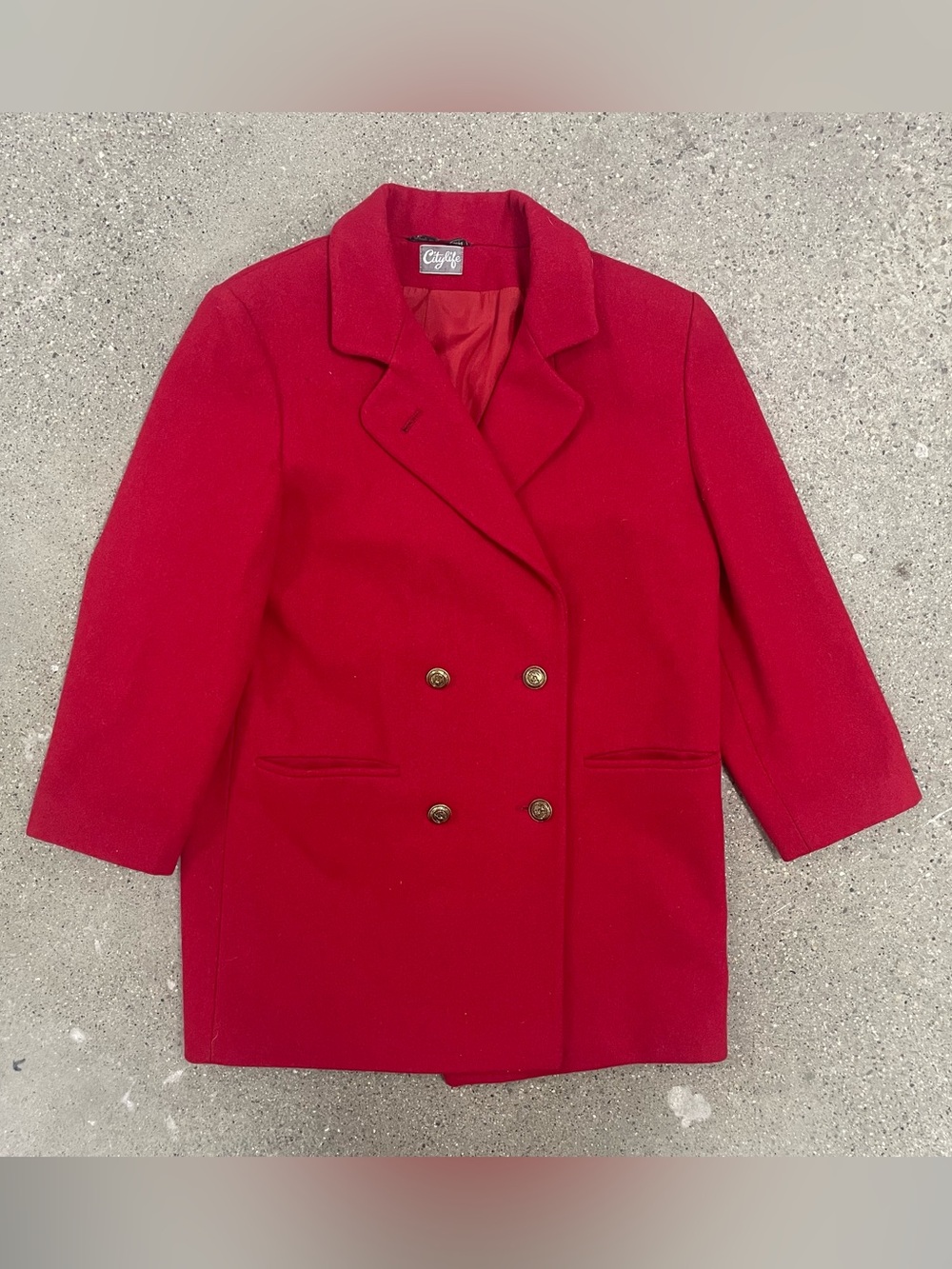 EUC Red Vintage City Life 100% Pure Wool Long Coat Size 10